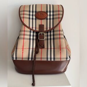 Burberry Checkered Backpack in Tan and Brown